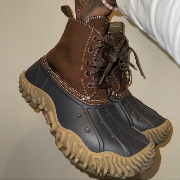 CROCS Pollex Cypress by Salehe Bembury Taho Brown and Gray Rugged Weather Boot